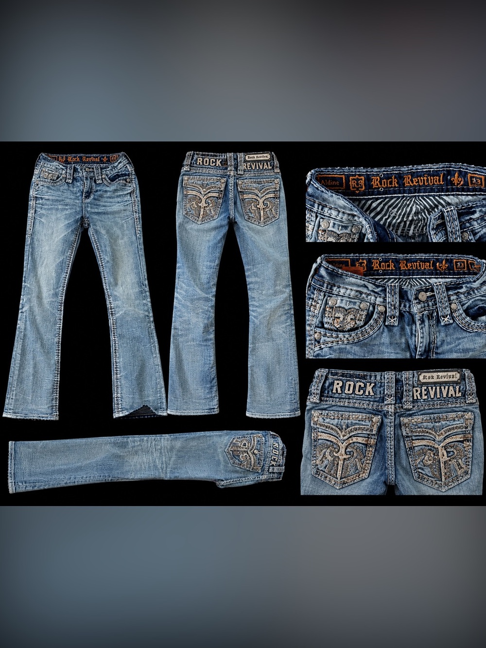 Rock Revival Light Blue Embellished Flare Jeans